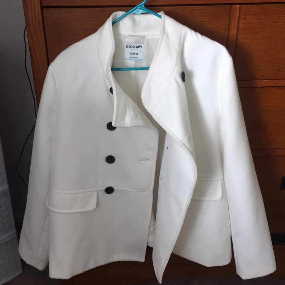 White pea coat from old navy